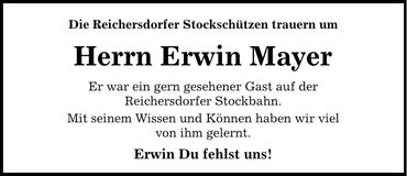 Traueranzeige Rudolf Mayer