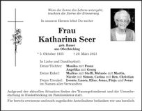 Traueranzeige Katharina Seer