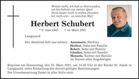 Traueranzeige Herbert Schubert