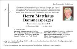 Traueranzeige Matthäus Bammersperger