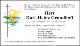 Traueranzeige Karl-Heinz Grundhoff