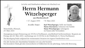 Traueranzeige Hermann Witzelsperger