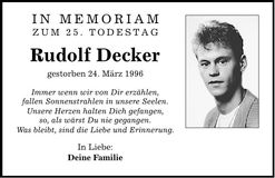 Traueranzeige Rudolf Decker