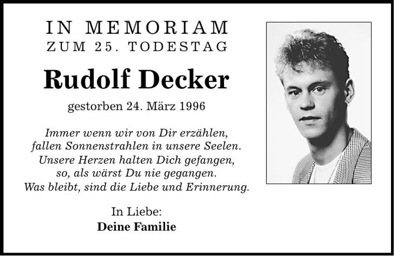 Traueranzeige Rudolf Decker