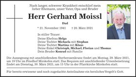 Traueranzeige Gerhard Moissl