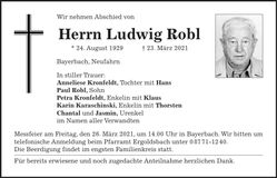 Traueranzeige Ludwig Robl
