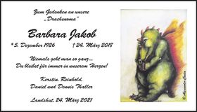 Traueranzeige Barbara Jakob