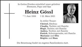 Traueranzeige Heinz Gössl