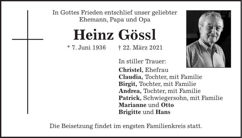 Traueranzeige Heinz Gössl