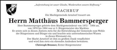 Traueranzeige Matthäus Bammersperger