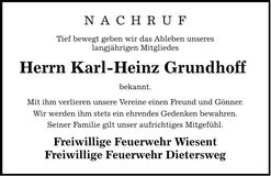 Traueranzeige Karl-Heinz Grundhoff