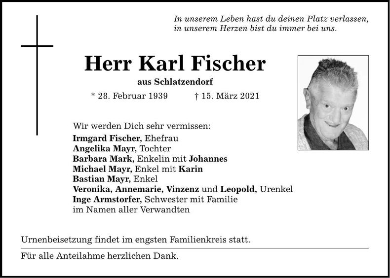 Traueranzeige Karl Fischer