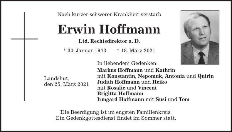 Traueranzeige Erwin Hoffmann