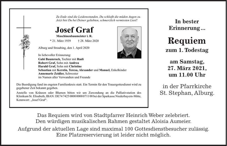 Traueranzeige Josef Graf