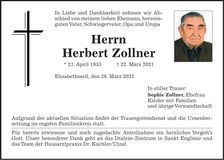 Traueranzeige Herbert Zollner