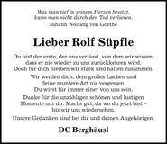 Traueranzeige Rolf Süpfle