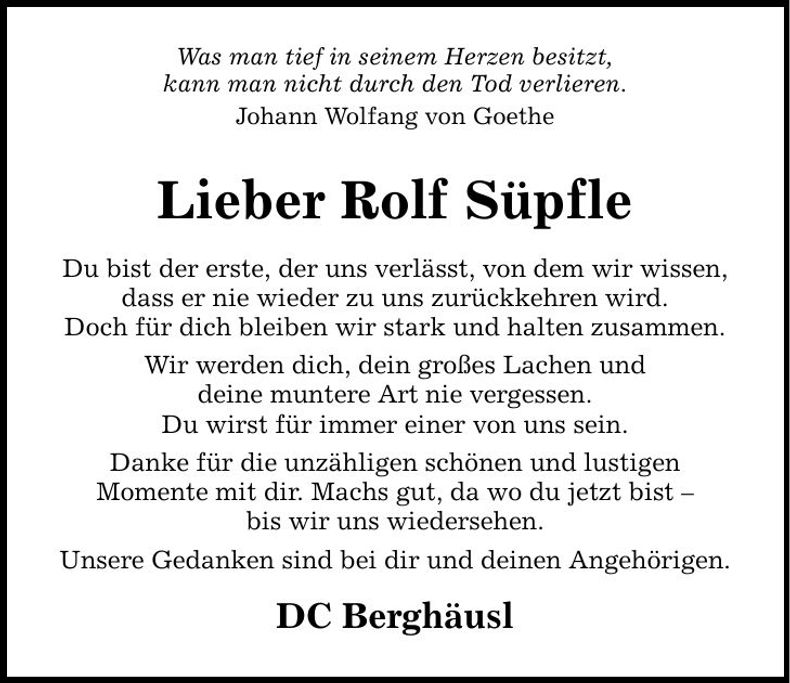 Traueranzeige Rolf Süpfle