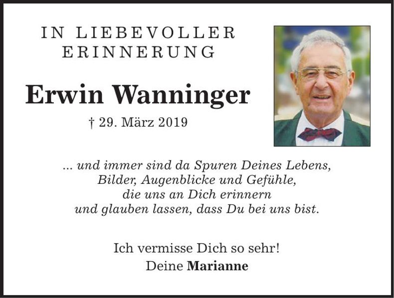 Traueranzeige Erwin Wanninger