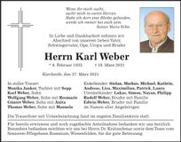 Traueranzeige Karl Weber
