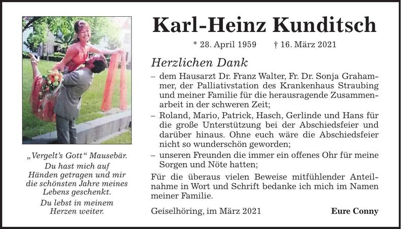 Traueranzeige Karl-Heinz Kunditsch