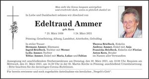 Traueranzeige Edeltraud Ammer