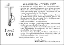 Traueranzeige Josef Ottl