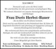 Traueranzeige Doris Herbst-Bauer