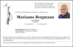 Traueranzeige Marianne Bergmann