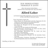 Traueranzeige Alfred Loher