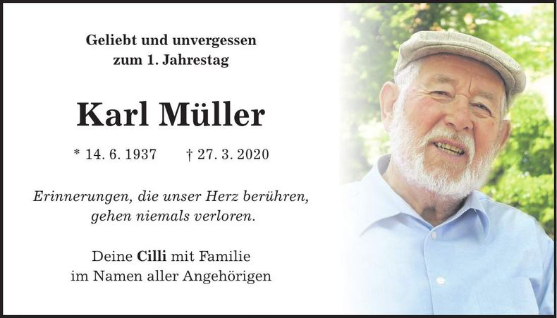 Traueranzeige Karl Müller
