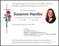 Traueranzeige Susanne Hantke