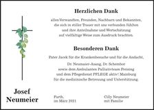 Traueranzeige Josef Neumeier
