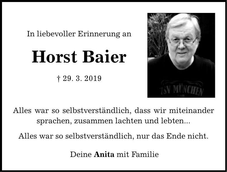Traueranzeige Horst Baier