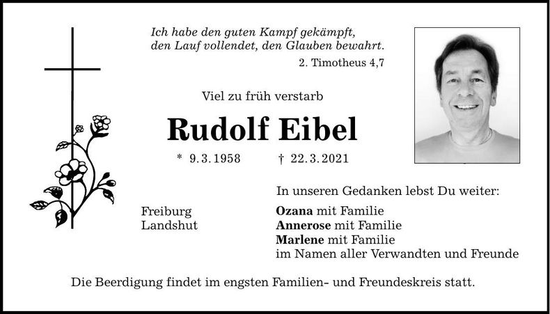 Traueranzeige Rudolf Eibel