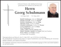 Traueranzeige Georg Schuhmann