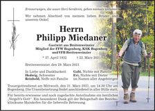 Traueranzeige Philipp Miedaner