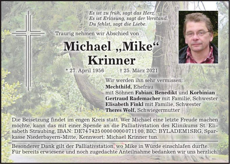 Traueranzeige Michael Krinner