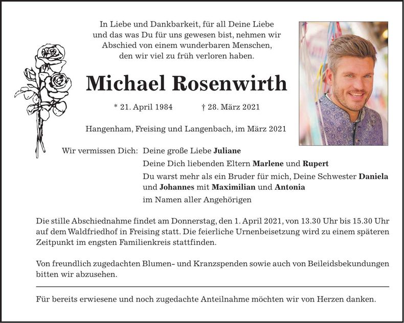 Traueranzeige Michael Rosenwirth