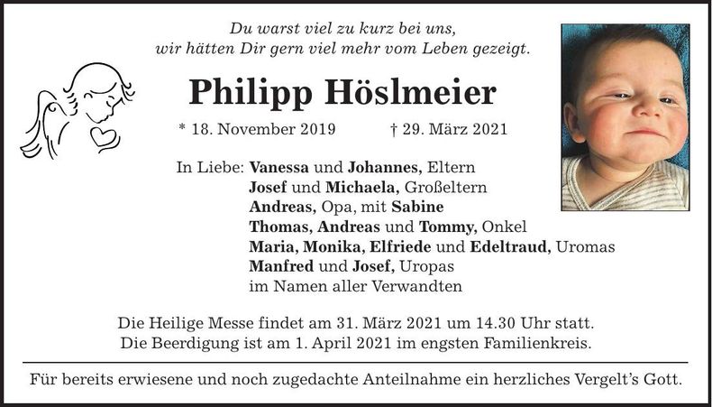 Traueranzeige Philipp Höslmeier