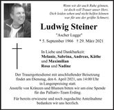 Traueranzeige Ludwig Steiner