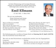 Traueranzeige Emil Ellmann