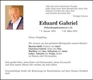 Traueranzeige Eduard Gabriel