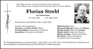 Traueranzeige Florian Strebl