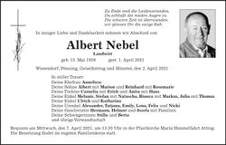 Traueranzeige Albert Nebel