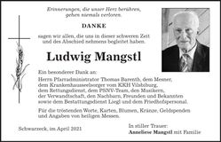Traueranzeige Ludwig Mangstl