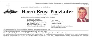 Traueranzeige Ernst Penzkofer