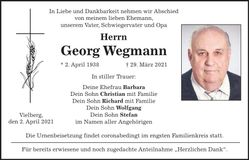 Traueranzeige Georg Wegmann