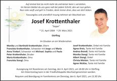Traueranzeige Josef Krottenthaler