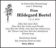 Traueranzeige Hildegard Bortel