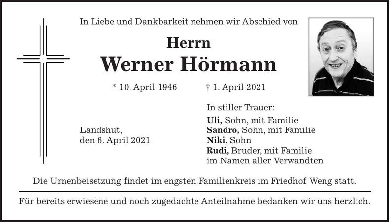 Traueranzeige Werner Hörmann